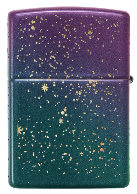 Зажигалка ZIPPO Звездное небо с зелено-фиолетовым покрытием | Starry Sky Iridescent, латунь/сталь, фиолетовая, матовая, 38x13x57 мм