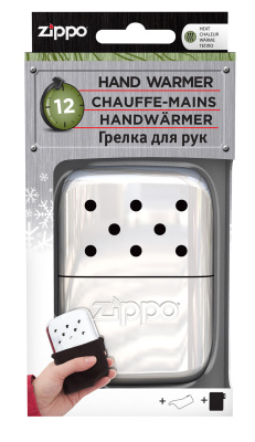 Каталитическая грелка ZIPPO, алюминий с покрытием High Polish Chrome, серебристая, 12 ч, 66x13x99 мм