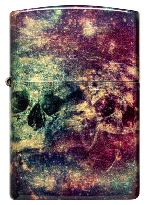 Зажигалка ZIPPO Galaxy Skull с покрытием 540 Tumbled Brass, латунь/сталь, разноцветная, 38x13x57 мм