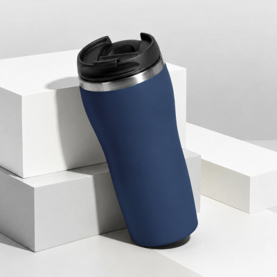 Термокружка Double wall mug C1, soft touch, 350 мл, темно-синий (Р)