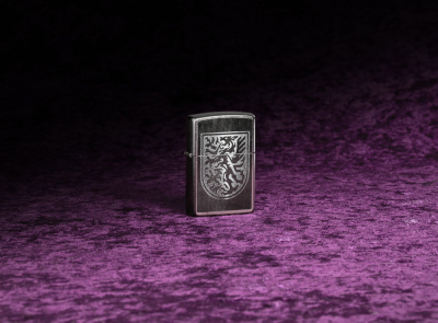 Зажигалка ZIPPO Дракон с покрытием поцарапанный хром | Dragon Design Street Chrome, латунь/сталь, серебристая, 38x13x57 мм