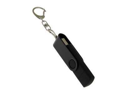 USB-флешка на 16 Гб 2 в 1 поворотный механизм, c дополнительным разъемом Type-C с одноцветным металлическим клипом, черный , размер 16ГБ