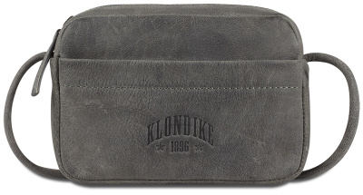 Сумка женская KLONDIKE 1896 коллекция «ЮКОН | YUKON», натуральная кожа в сером цвете, 17 х 12 х 4 см