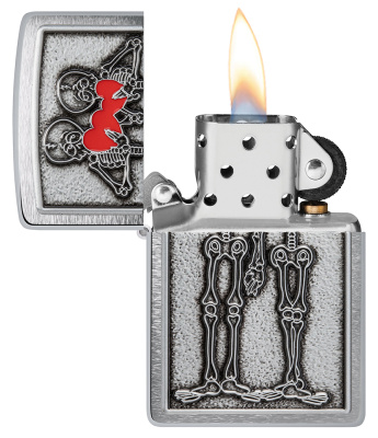 Зажигалка ZIPPO Влюбленная пара с покрытием матовый хром | Couple Love Brushed Chrome, латунь/сталь, серебристая, 36x13x57 мм