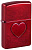 Зажигалка ZIPPO Оттиск сердца с покрытием Красное карамелизированное яблоко | Stamped Heart Candy Apple Red™,латунь/сталь,красная,глянцевая,38x13x57мм