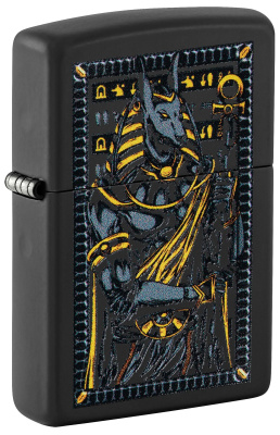 Зажигалка ZIPPO Бог Анубис с черным матовым покрытием | Anubis Black Matte, латунь/сталь, черная, 38x13x57 мм