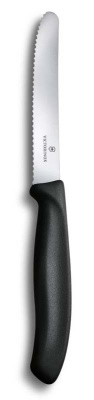 Нож столовый VICTORINOX SwissClassic, лезвие 11 см с волнистой кромкой, чёрный