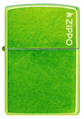 Зажигалка ZIPPO Логотип с кислотным зеленым покрытием | Logo Lurid, латунь/сталь, зеленая, глянцевая, 38x13x57 мм