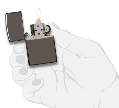 Зажигалка ZIPPO Classic с покрытием Black Ice®, латунь/сталь, чёрная, глянцевая, 38x13x57 мм