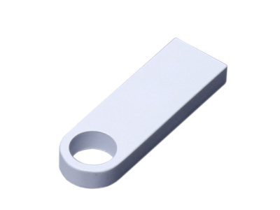 USB 2.0-флешка на 512 Мбайт  с мини чипом и круглым отверстием, белый , размер 512МБ