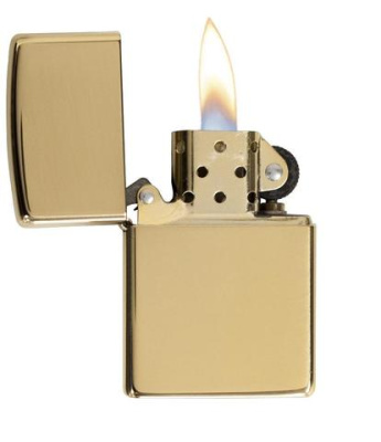 Зажигалка ZIPPO классическая с покрытием Глянцевая латунь | Classic High Polish Brass, латунь/сталь, золотистая, 38x13x57 мм
