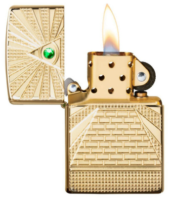 Зажигалка ZIPPO Armor™ Всевидящее око с покрытием Глянцевая латунь | Eye of Providence High Polish Brass, латунь/сталь, золотистая, 38x13x57 мм
