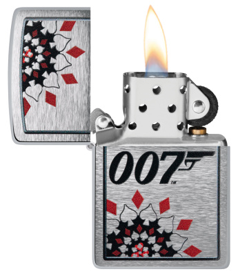 Зажигалка ZIPPO Джеймс Бонд с покрытием матовый хром | James Bond™ Brushed Chrome, латунь/сталь, серебристая, 38x13x57 мм