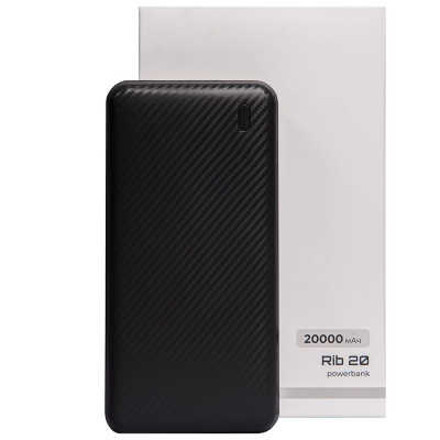 Универсальный аккумулятор Rib 20 (20000 мАч), черный, 14,1х6.9х2,8 см