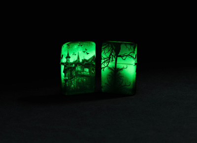 Зажигалка ZIPPO Horror House с покрытием 540 Matte, латунь/сталь, белая, 38x13x57 мм