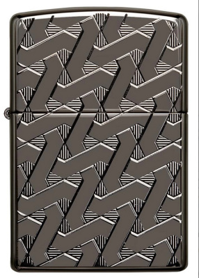 Зажигалка ZIPPO Armor® Геометрический узор с глянцевым покрытием Черный лед | Geometric Weave High Polish Black Ice®, латунь/сталь, чёрная, 38x13x57 м