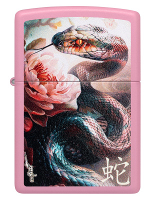 Зажигалка ZIPPO Mazzi® Anaconda с покрытием Pink Matte, латунь/сталь, розовая, матовая, 38x13x57 м