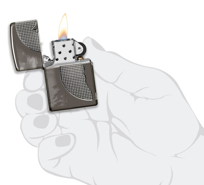 Зажигалка ZIPPO Armor™ Wolf с покрытием High Polish Black Ice®, латунь/сталь, чёрная, 38x13x57 мм